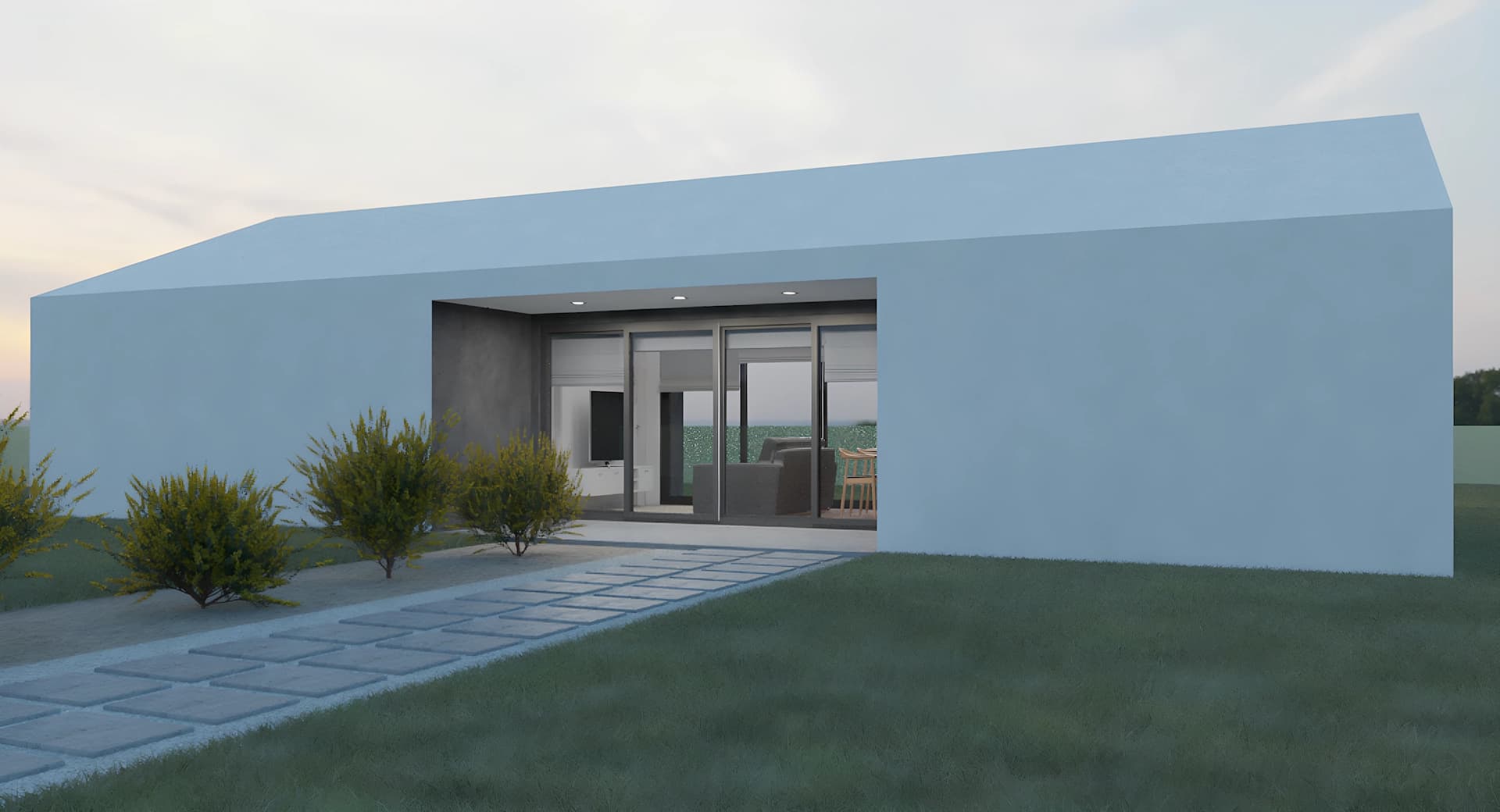 Arquitetura quadrada em campo