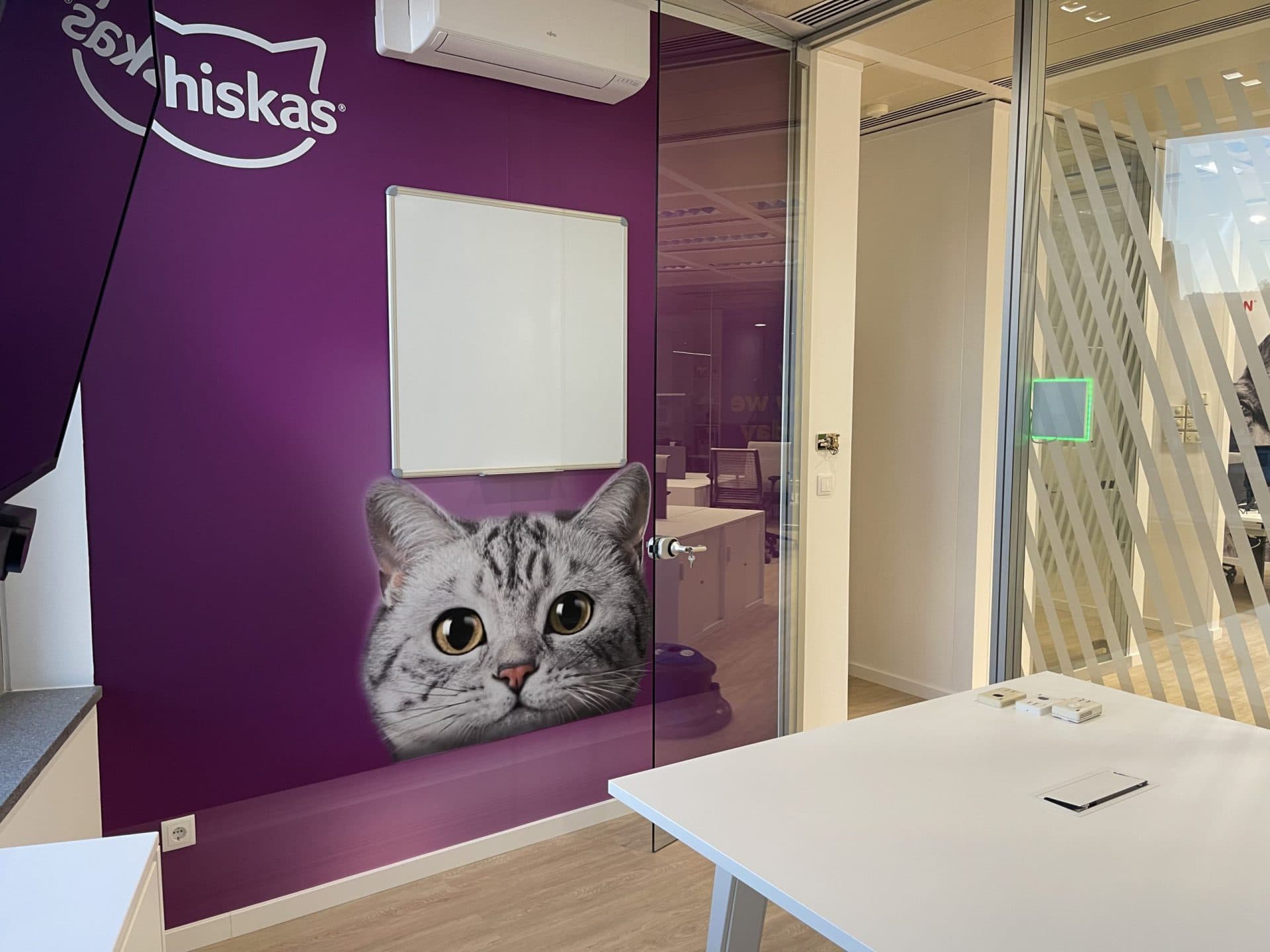 Porta de Escritório com Banner de Gato